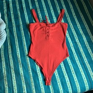 Forever 21 Rust Colored Laceup Bodysuit - moving sale!! Make me an offer